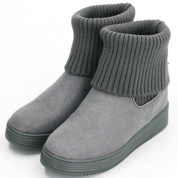 ムーム（MOOM）/サイドリブニットインヒールショートブーツ