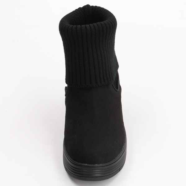 ムーム（MOOM）/サイドリブニットインヒールショートブーツ