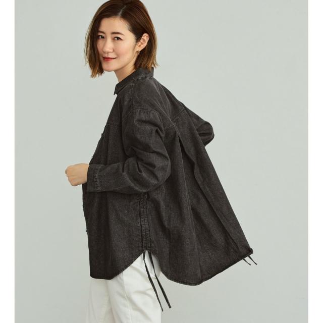 サムシング（SOMETHING）/SOMETHING サイドギャザーデニムシャツ