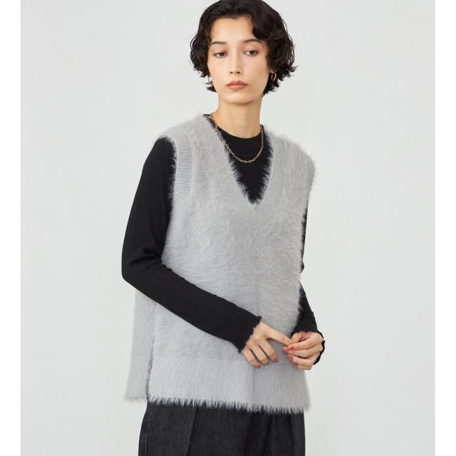 サムシング（SOMETHING）/SOMETHING Vネックシャギーニットベストの