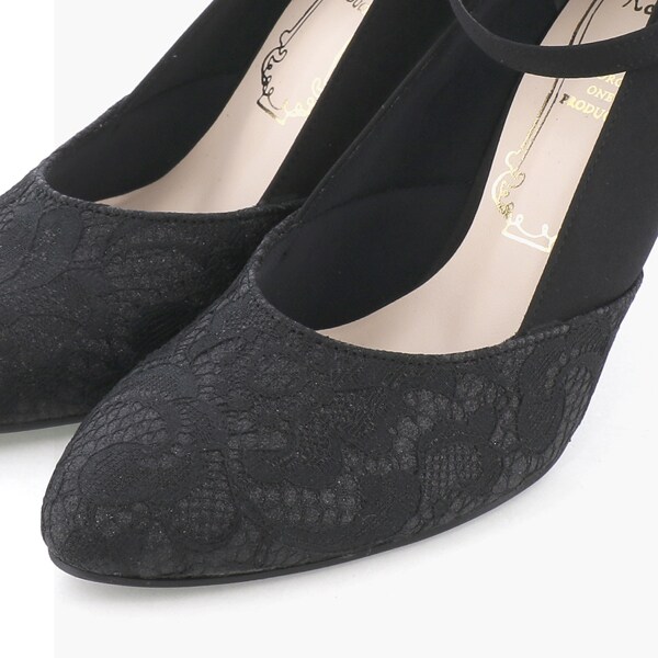 メタルルージュ（Metal Rouge）/ラメレースコンビネックベルトパンプス