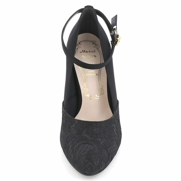 メタルルージュ（Metal Rouge）/ラメレースコンビネックベルトパンプス