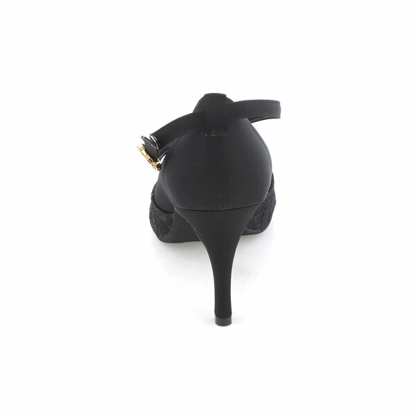 メタルルージュ（Metal Rouge）/ラメレースコンビネックベルトパンプス