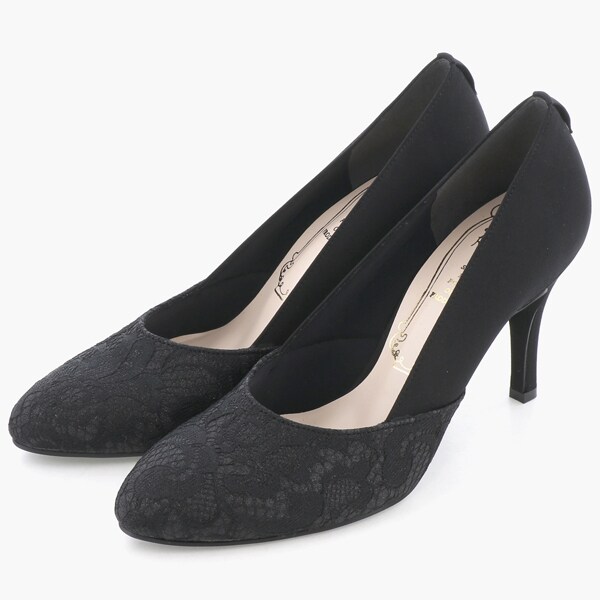 メタルルージュ（l Rouge）/ラメレースコンビネックベルトパンプス メタルルージュ（Metal Rouge）/ラメレースコンビネックベルトパンプス