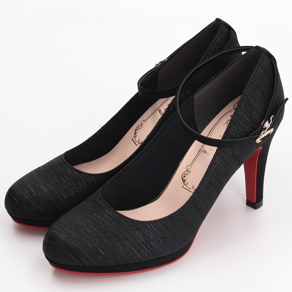 メタルルージュ（l Rouge）/ラウンドトゥネックベルトヒールパンプス