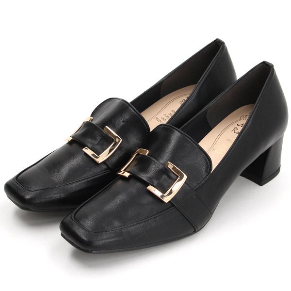 メタルルージュ（l Rouge）/【日本製】スクエアバックルチャンキーヒールパンプス