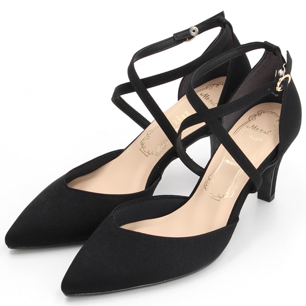 メタルルージュ（l Rouge）/【日本製】ポインテッドトゥクロスストラップセパレートパンプス