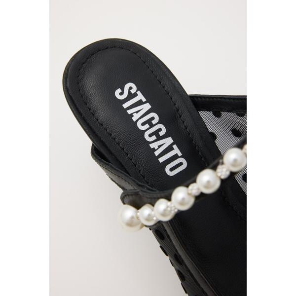 スタッカート（STACCATO）/パールラインシースルードットミュールの