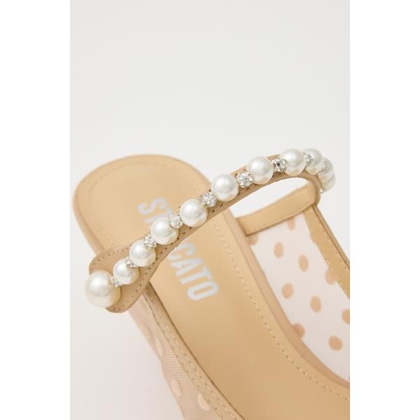 スタッカート（STACCATO）/パールラインシースルードットミュールの