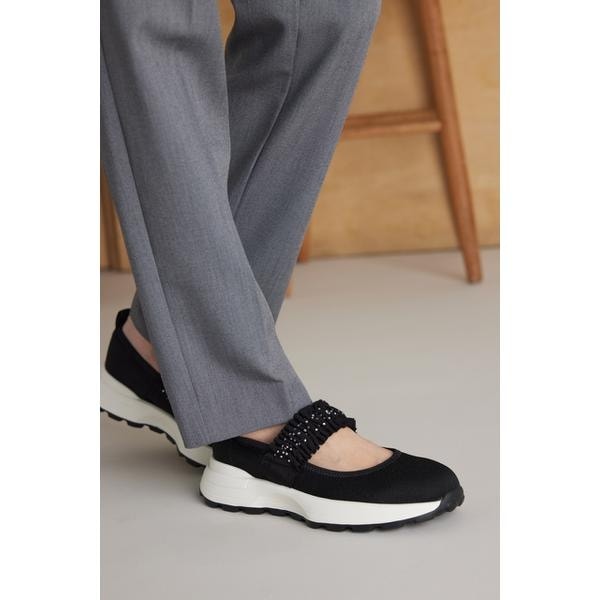 スタッカート（STACCATO）/メリージェーンギャザーニットスリッポン