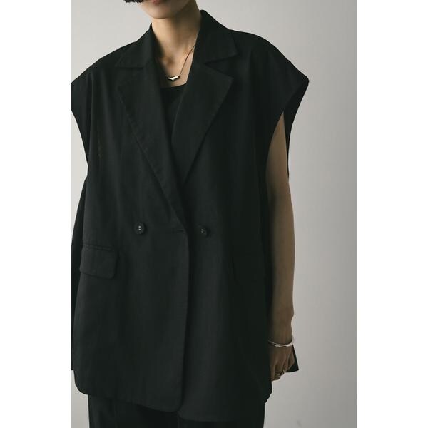 スタイルミキサー　リネンミックスルーズベスト　ブラック STYLEMIXER | リネンミックスルーズベスト (ベスト ) |SHEL'TTER