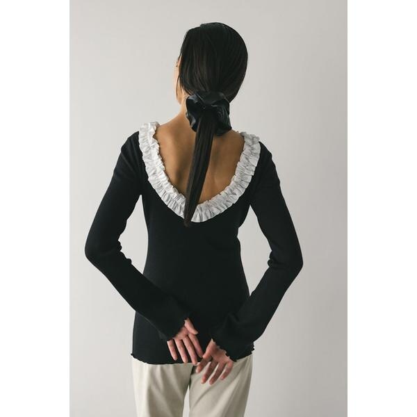 NEW】スタイルミキサー（STYLEMIXER）/バックオープンフリルニットトップ