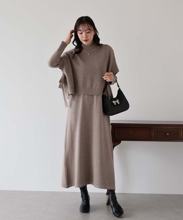 ブルーイースト（BLUEEAST）/【選べる2丈】サイドリボンケープニット