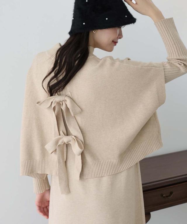バックリボンケープニットベスト&リブニットワンピース BLUEEAST 楽天市場】【11/11 10:59まで！タイムセール／10%OFF中】【送料