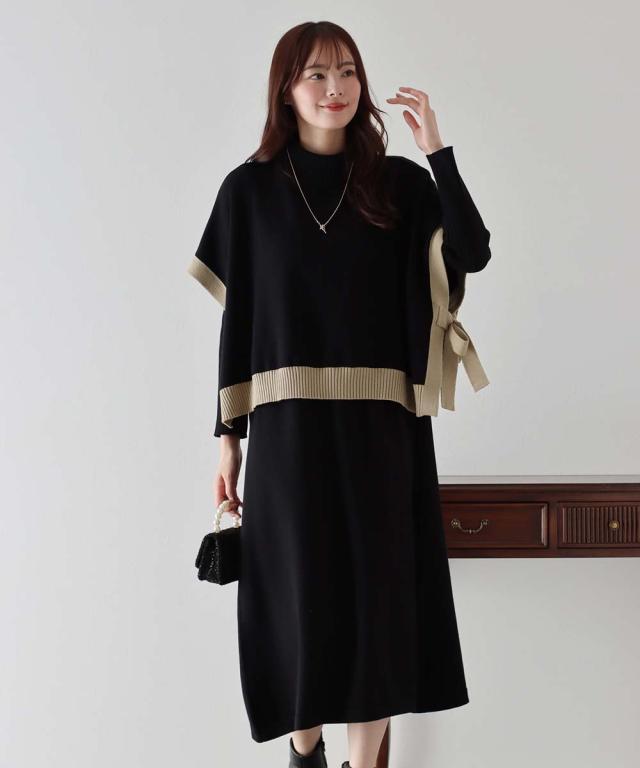 ブルーイースト（BLUEEAST）/【選べる2丈】サイドリボンケープニット