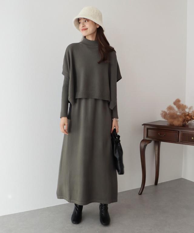 ブルーイースト（BLUEEAST）/【選べる2丈】サイドリボンケープニット