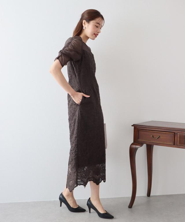 シースルー刺繍レースIラインパーティードレス　Mサイズ SALE】シースルー刺繍レースIラインパーティードレス – BLUE ONLINE