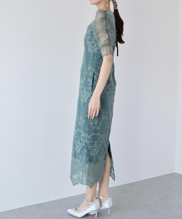 シースルー刺繍レースIラインパーティードレス　Mサイズ SALE】シースルー刺繍レースIラインパーティードレス – BLUE ONLINE
