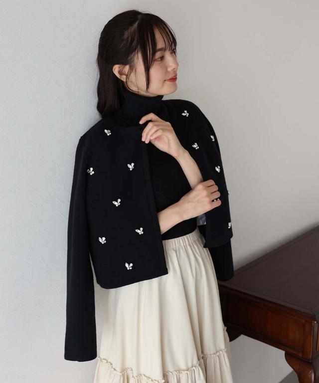 中古】未使用品 シャミー Chamois 半袖 カーディガン ミディアム丈  