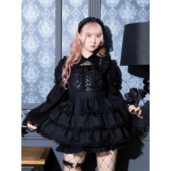ノエミー NOEMIE フレアスリーブティアードセットアップ 地雷系 量産型 黒 ノエミー（NOEMIE）/フレアスリーブティアードセットアップの通販はau