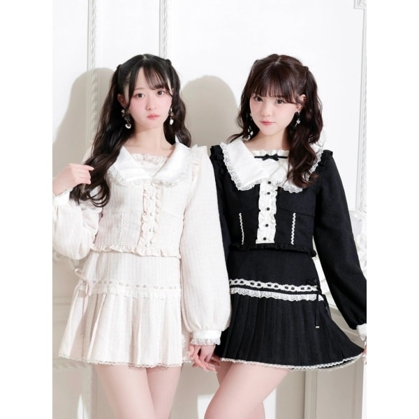 【NEW】ノエミー（NOEMIE）/ツイードレースサイドリボンプリーツセットアップ
