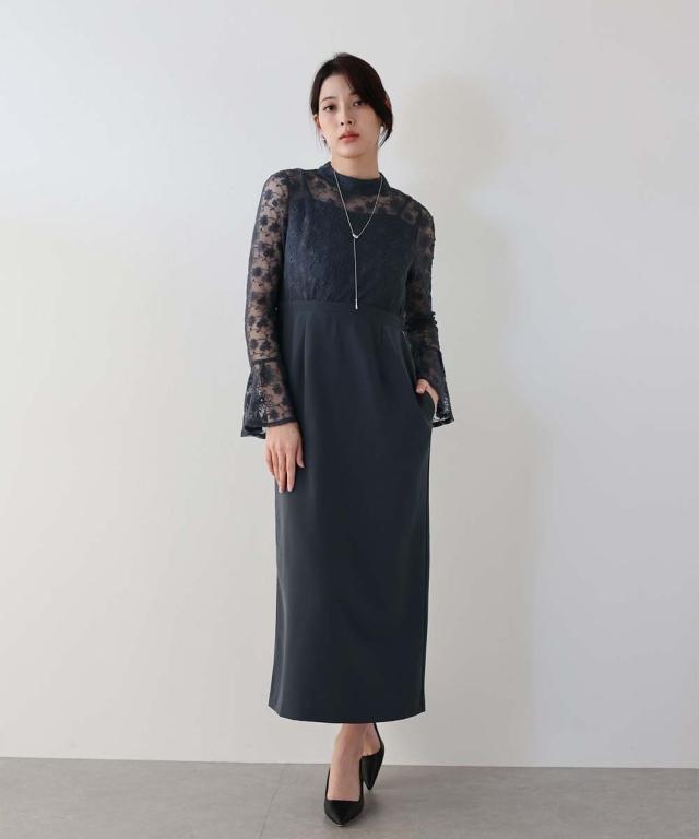 ジェーバイブルー（J by blue）/レースドッキングワンピース・ジレセットアップ ジェーバイブルー（J by blue）/レースドッキングワンピース・ジレ