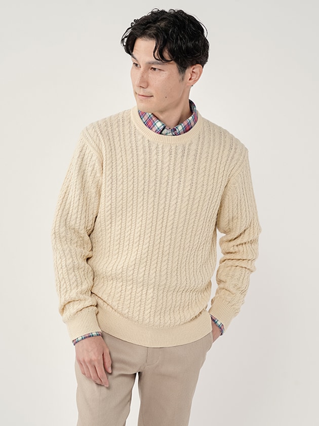 エレメント オブ シンプルライフ/ケーブルクルーネックニット 6,600円