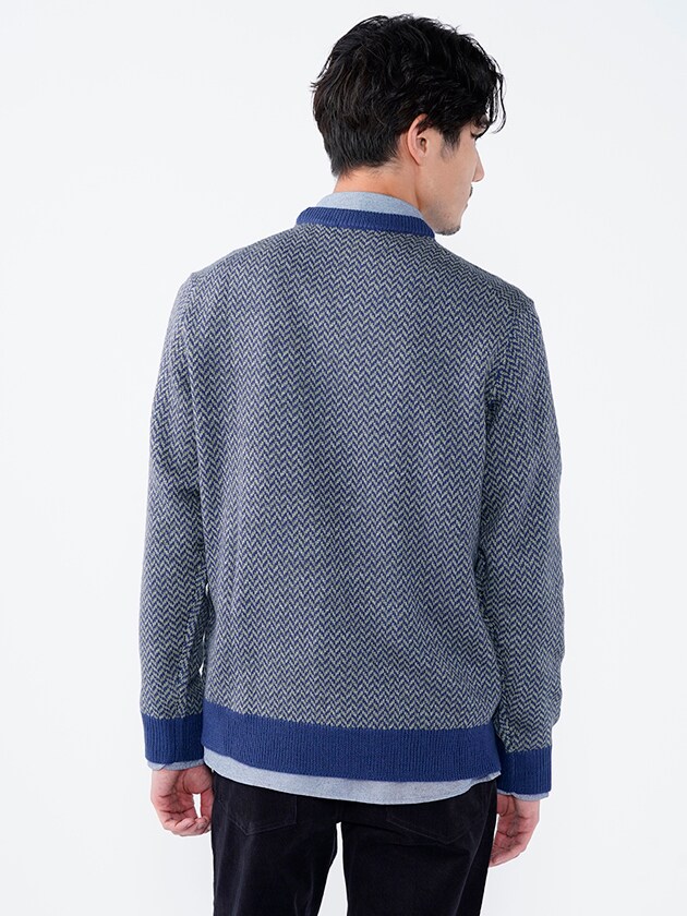 エレメント オブ シンプルライフ/ヘリンボーンクルーネックニット