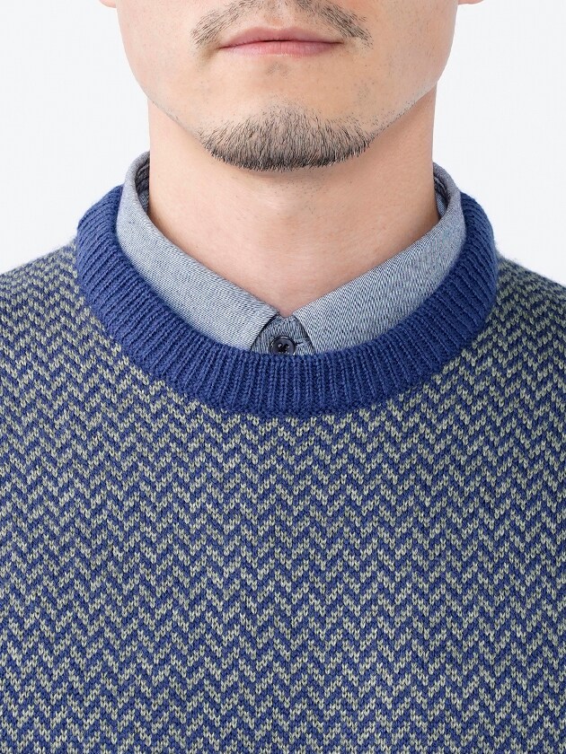 エレメント オブ シンプルライフ/ヘリンボーンクルーネックニット