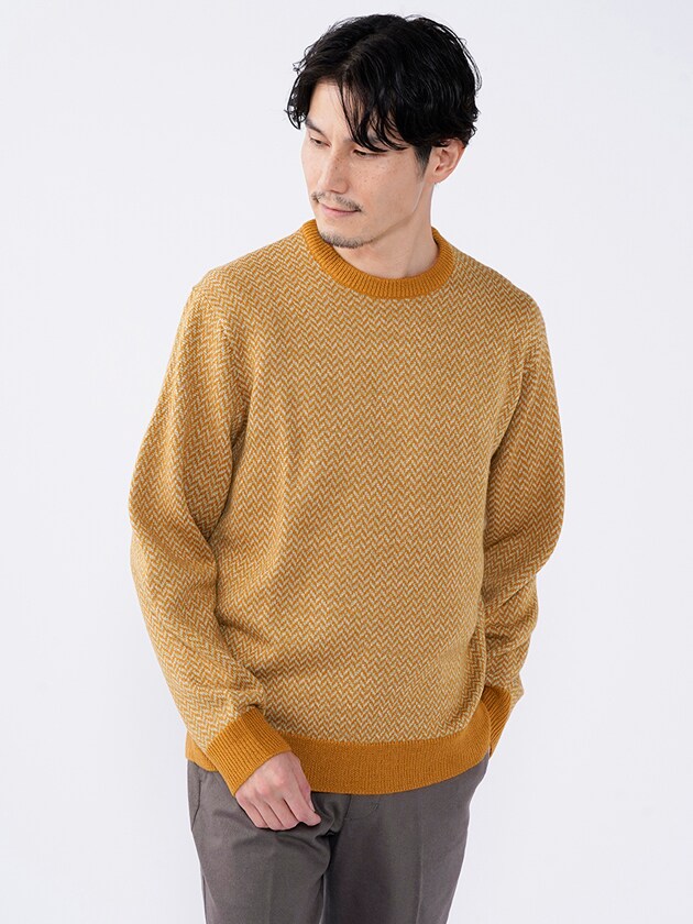 エレメント オブ シンプルライフ/ヘリンボーンクルーネックニット