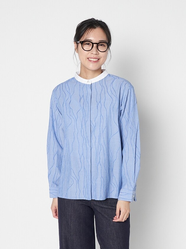 エレメント オブ シンプルライフ（element of SIMPLE LIFE）/ウェーブストライプブラウス