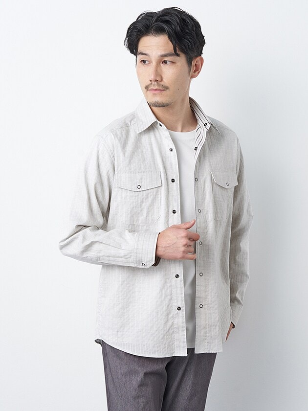 エレメント オブ シンプルライフ（element of SIMPLE LIFE）/バックストライプ長袖シャツアウター