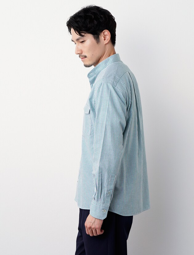 SIMPLE LIFE シンプルライフ 最旬 快適ストレッチ コードレーン調 新品 ストライプ 裏メッシュ ジャケット ブレザー L 紺白▲030▼0716_254