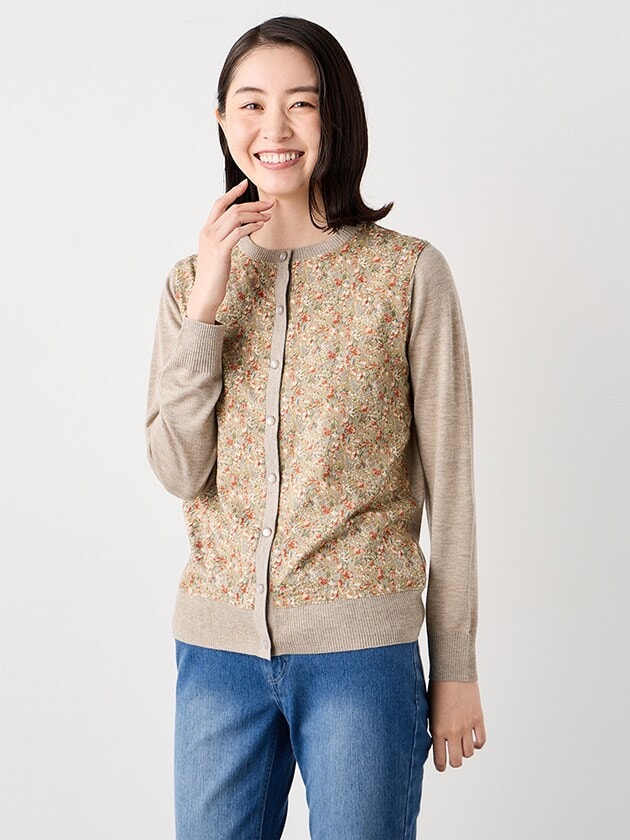 エレメント オブ シンプルライフ（element of SIMPLE LIFE）/プリントドッキングニットカーディガン