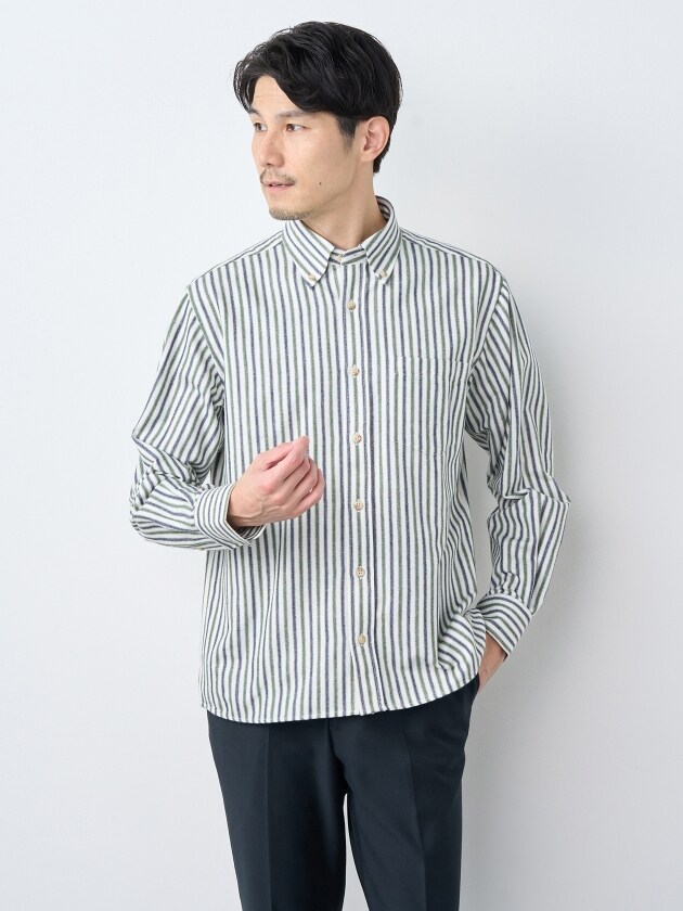 エレメント オブ シンプルライフ（element of SIMPLE LIFE）/ぬくもりオルタネートストライプ長シャツ