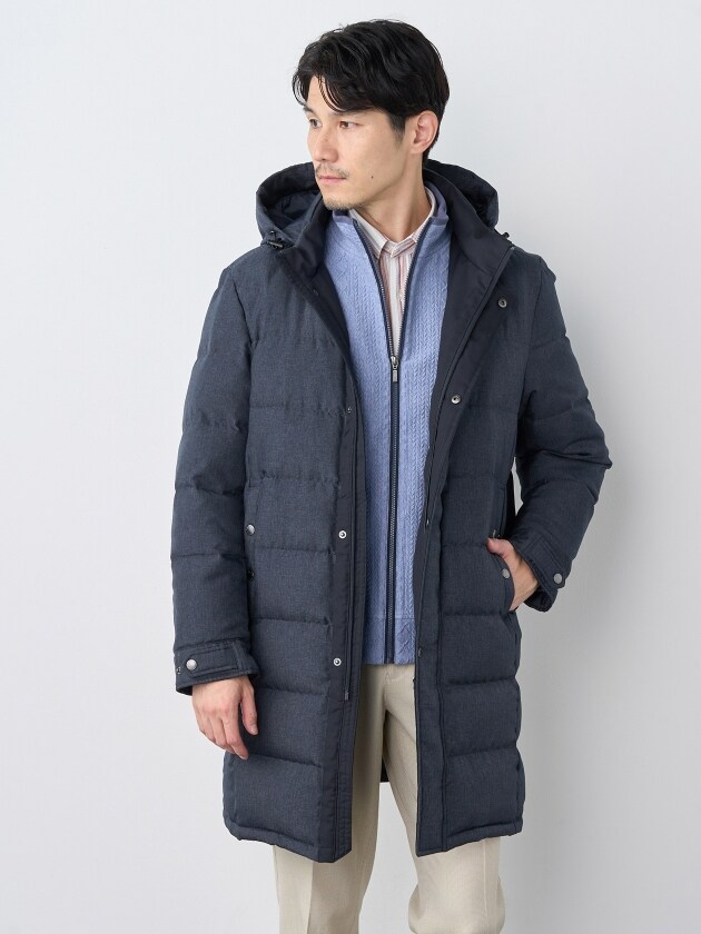 エレメント オブ シンプルライフ（element of SIMPLE LIFE）/ウーリーヘリンボンダウンコート