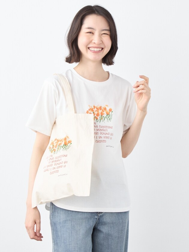 エレメント オブ シンプルライフ（element of SIMPLE LIFE）/【2点セット】フラワープリントＴシャツ＆エコバッグ_2