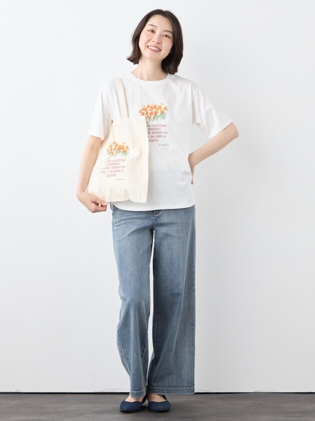 エレメント オブ シンプルライフ（element of SIMPLE LIFE）/【2点セット】フラワープリントＴシャツ＆エコバッグ_9