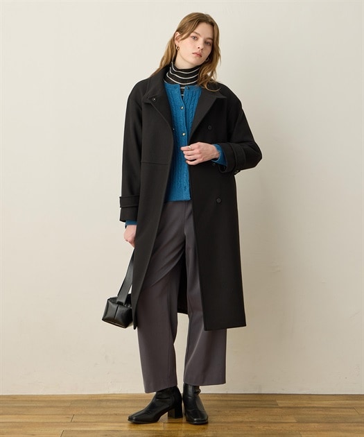 ルスークホリデー（LE SOUK HOLIDAY）/フェイクウールスタンドカラーロングコート