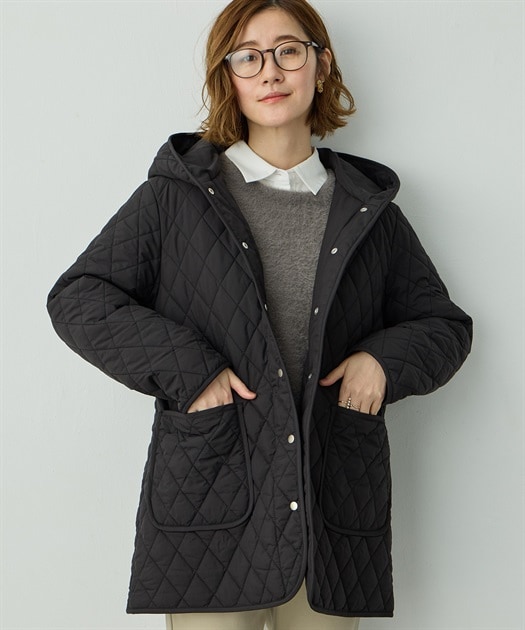 プチ オンフルール（Petit Honfleur）/フードキルティング中綿コート【はっ水】