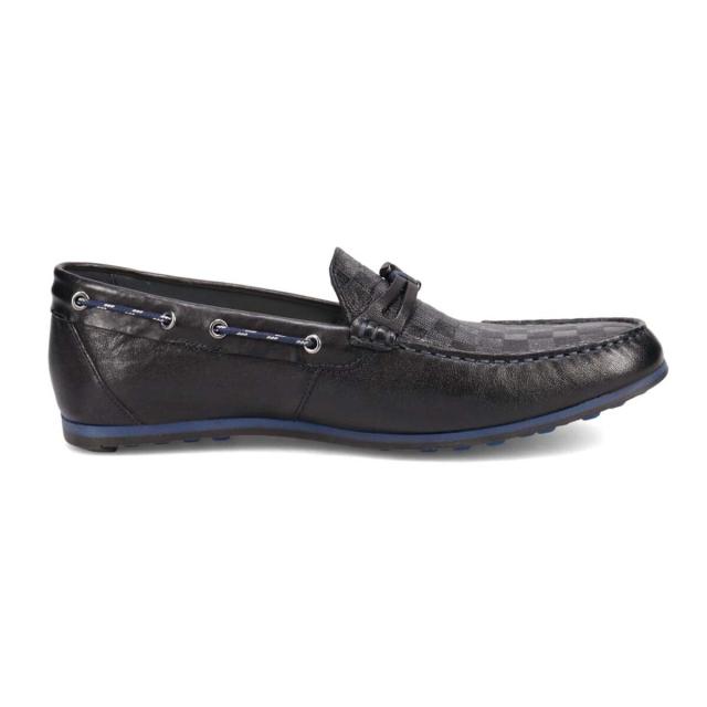 ランバン オン ブルー（LANVIN en Bleu）/LANVIN en Bleu ブロックチェックエンボスレザードライビングシューズ_4