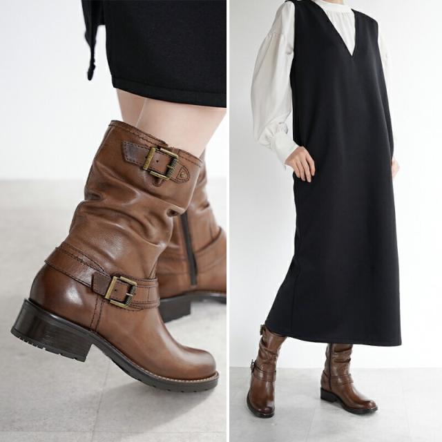 リリオブランコ（Lirio blanco）/ミドル丈本革エンジニアブーツ 本革