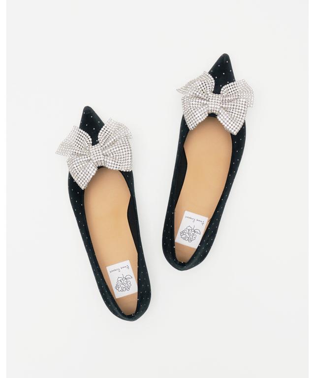 【新品／未使用】エマ フランシス ビッグリボン フラットパンプス ビッグリボン フラットパンプス （ブロンズ マイラー） -Emma Francis