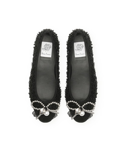 エマフランシス（Emma Francis）/ビーズリボン ツイード バレエシューズ