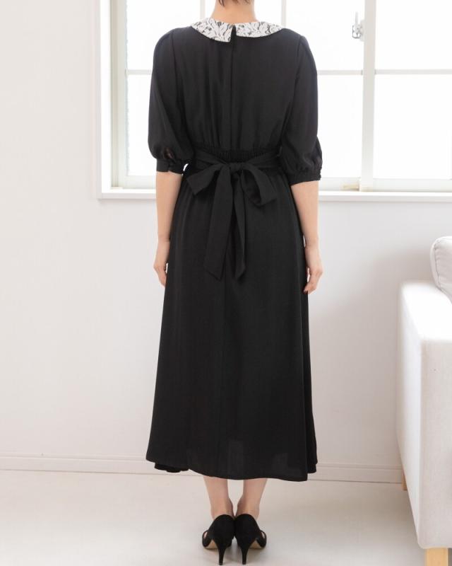 プレフェリール（PREFERIR）/白襟レースＡライン パーティ お呼ばれ 二次会 結婚式 ワンピース ドレス． プレフェリール（PREFERIR）/白襟レースAライン パーティ お呼ばれ