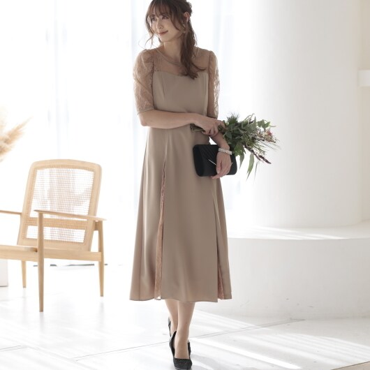 プレフェリール（PREFERIR）/シアーレース プリーツドレス  結婚式 パーティー_3