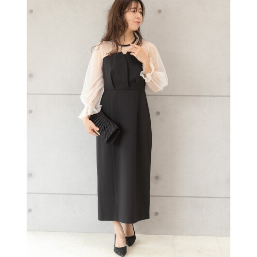 プレフェリール（PREFERIR）/シアースリーブビスチェドレス チュール袖