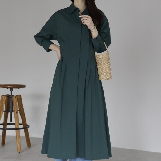 プレフェリール（PREFERIR）/レイヤードバックレースアップ長袖シャツワンピース