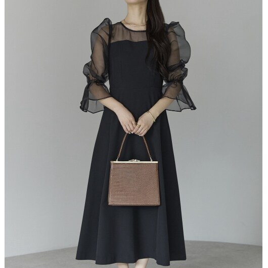 プレフェリール（PREFERIR）/シアースリーブフレアードレス 結婚式　パーティー