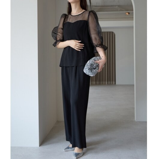 プレフェリール（PREFERIR）/バルーンブラウス+ワイドパンツ 2点セット